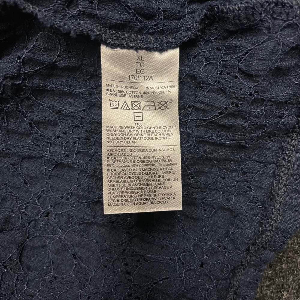 Old Navy Womens XL Navy Blue Textured Lace Puff Sleeve Square Neck Blouse‎ Top - Picture 4 of 4